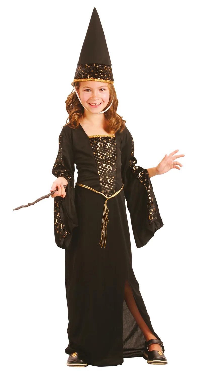 P'tit Clown costume strega bambina oro con cappello