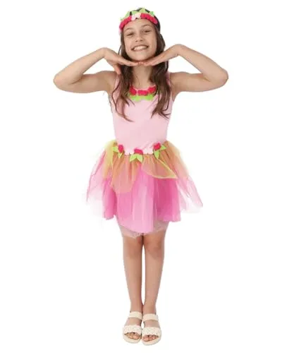 P'tit Clown costume fata rosa 7-9 anni con fascia