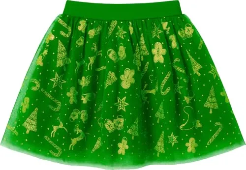 Fiestas Guirca gonna tutu bambina Natale verde stampa oro 30 cm