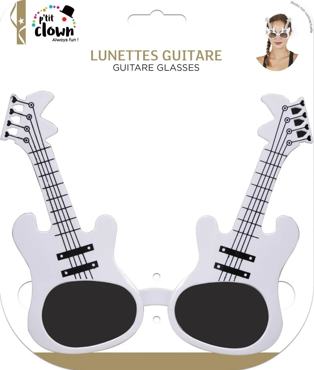 P'tit Clown 35035 occhiali chitarra bianchi adulto