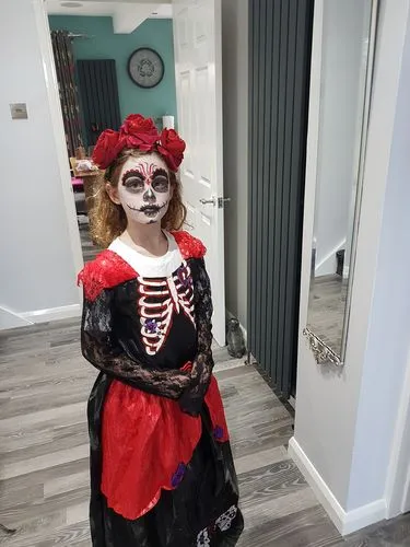 Smiffys Day of the Dead costume bambina 7-9 anni nero