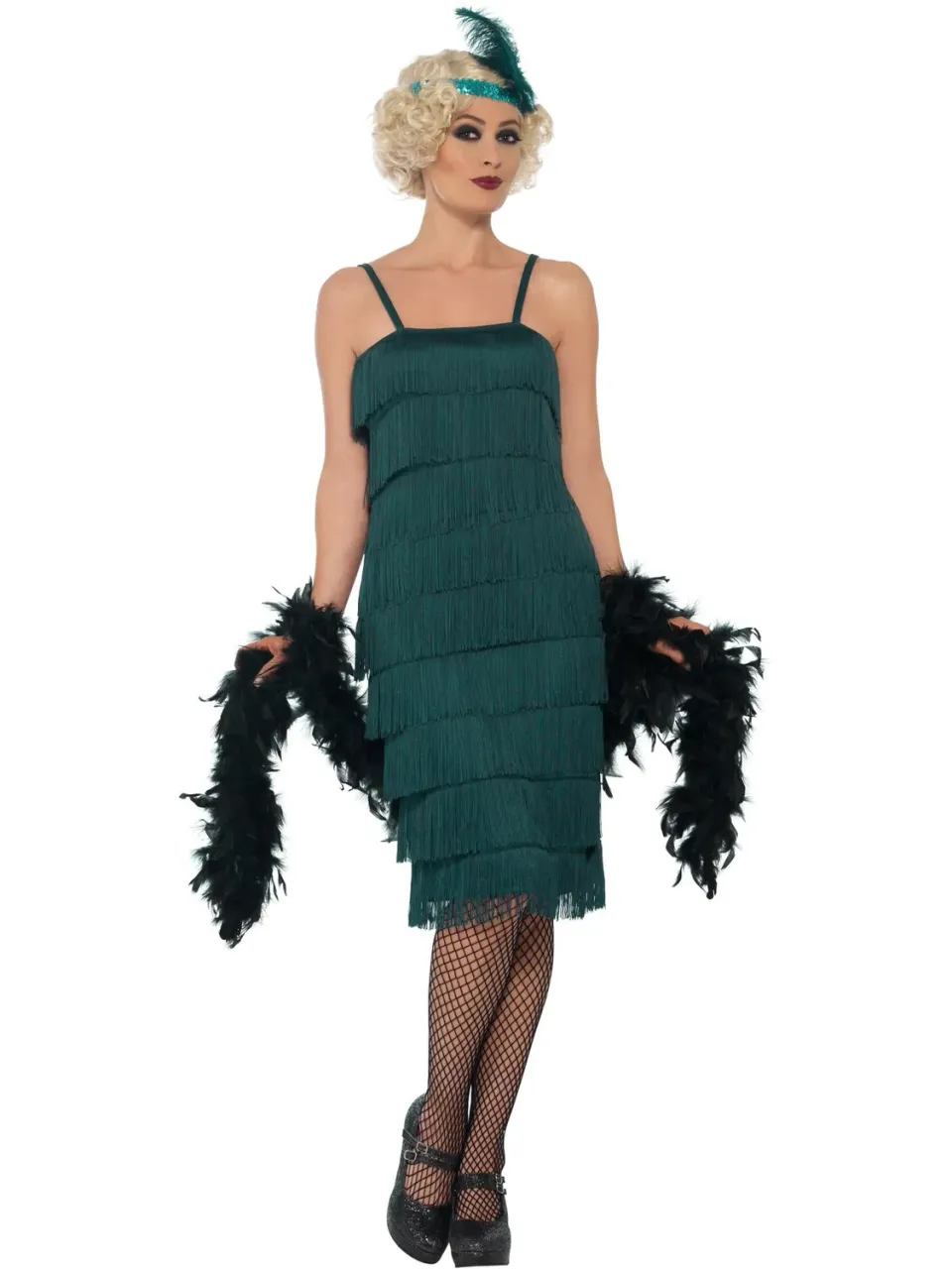 Smiffys Flapper costume donna verde con frange