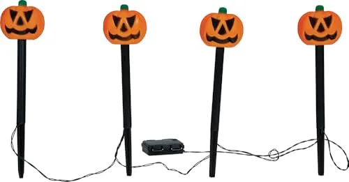 Fiestas Guirca 4 Lanterne Zucca 33 cm Arancione Luce