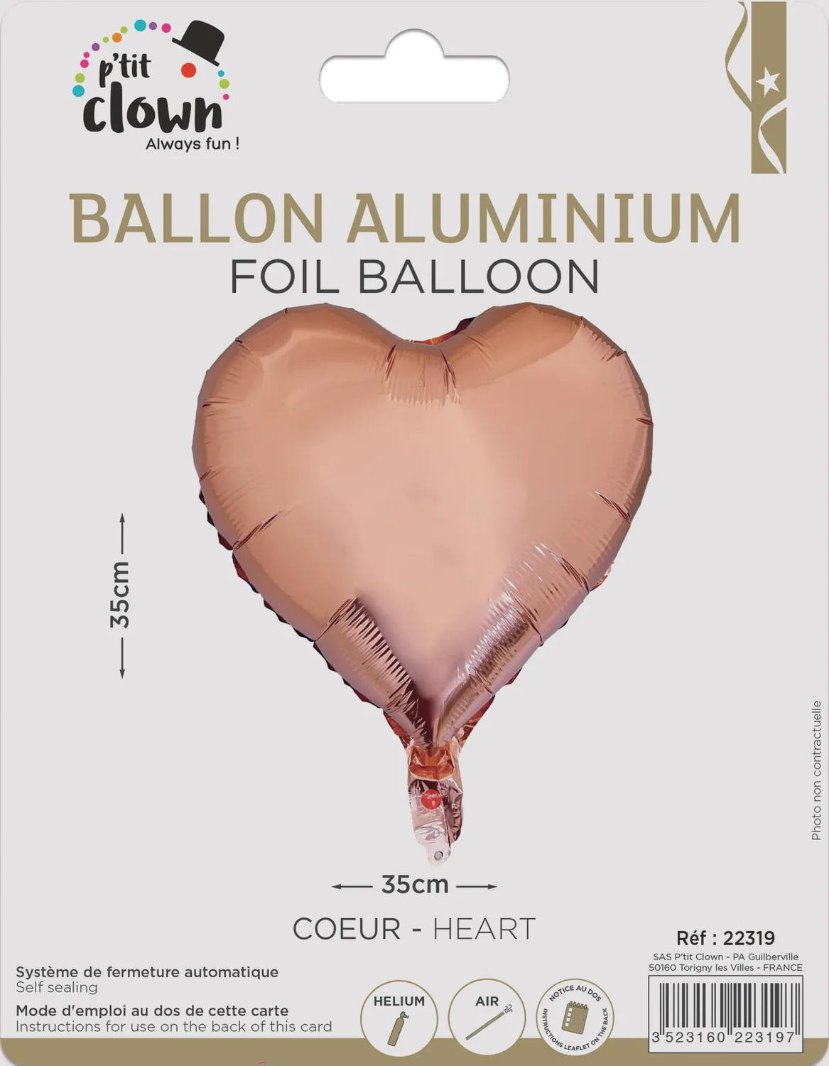 P'tit Clown Palloncino a Cuore Argento foil