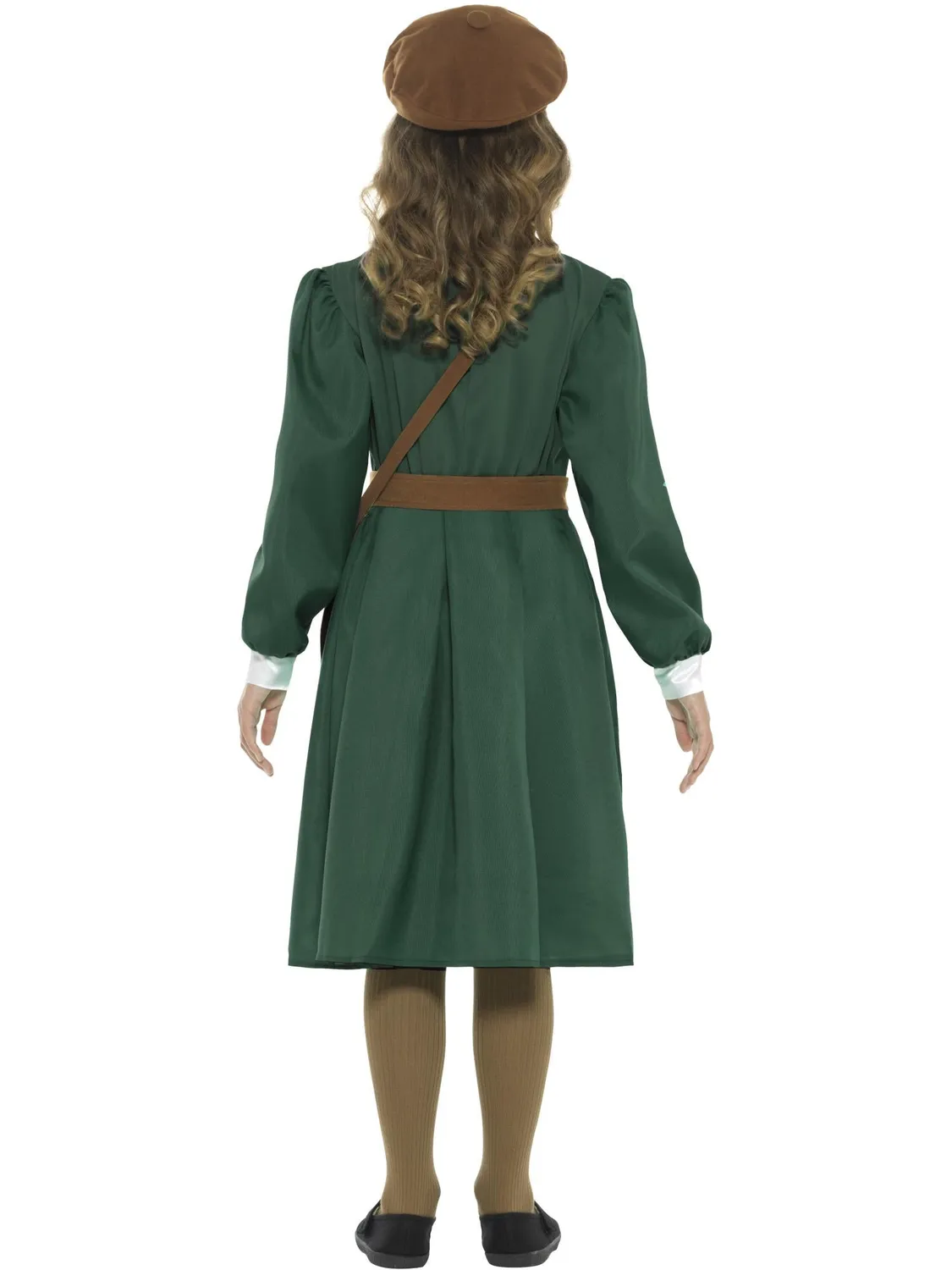 Smiffys Evacuee costume bambina verde con borsa 7-9 anni