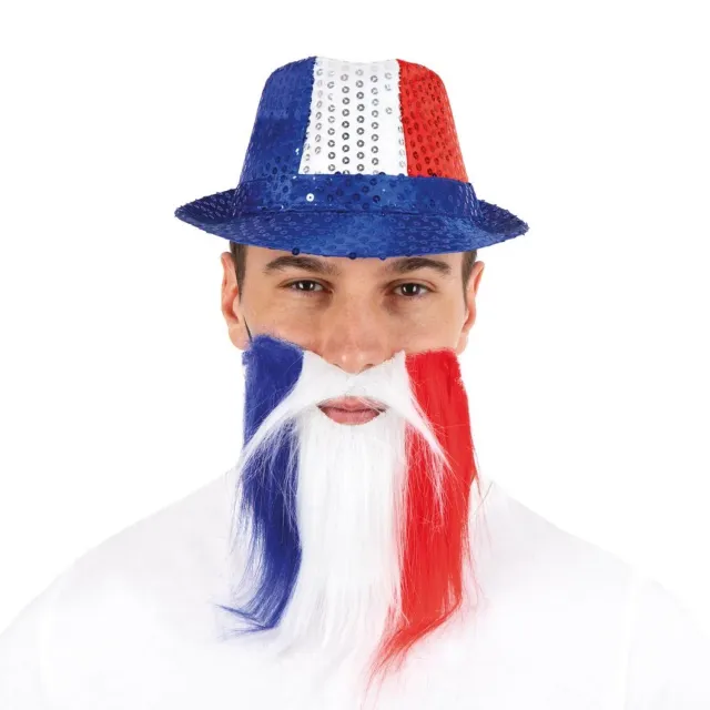 P'tit Clown 18181 Barba Baffi Tricolore Francia Adulto