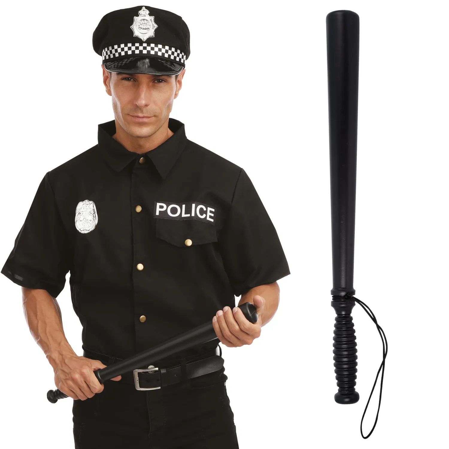 P'tit Clown manganello polizia plastica nero 50 cm adulto