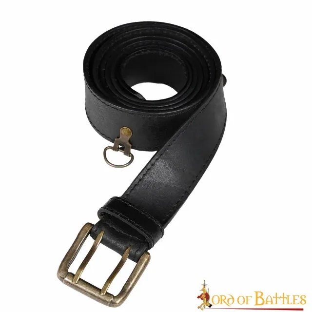 La Bottega di Merlino Cintura cuoio nera anelli ottone costume