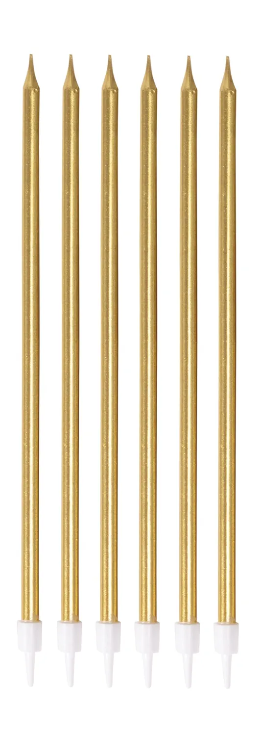 P'tit Clown Candele Oro Lunghe Sottili 6 Pezzi Torta