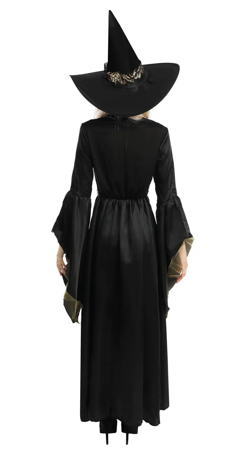 P'tit Clown Strega Medievale costume nero oro S/M