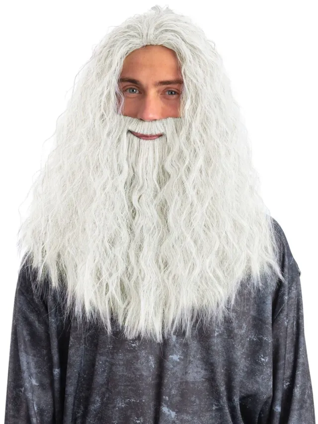 Smiffys Sorcerer parrucca mago con barba bianca