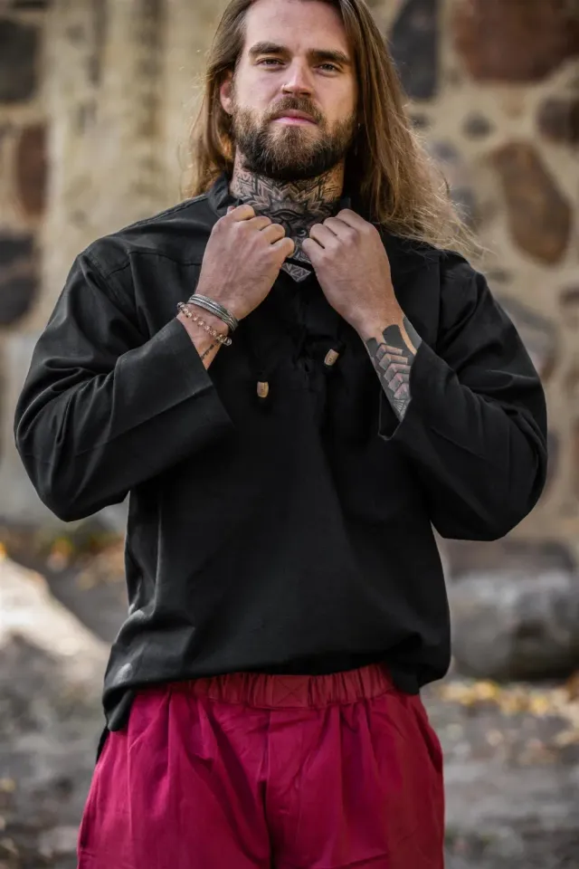 La Bottega di Merlino Ansbert Camicia Nera Colletto