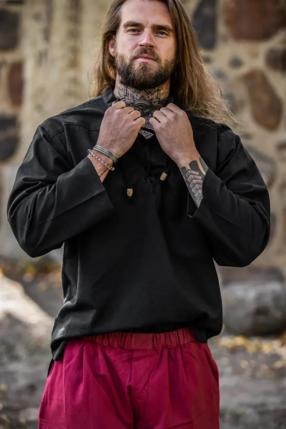 La Bottega di Merlino Ansbert Camicia Nera Colletto
