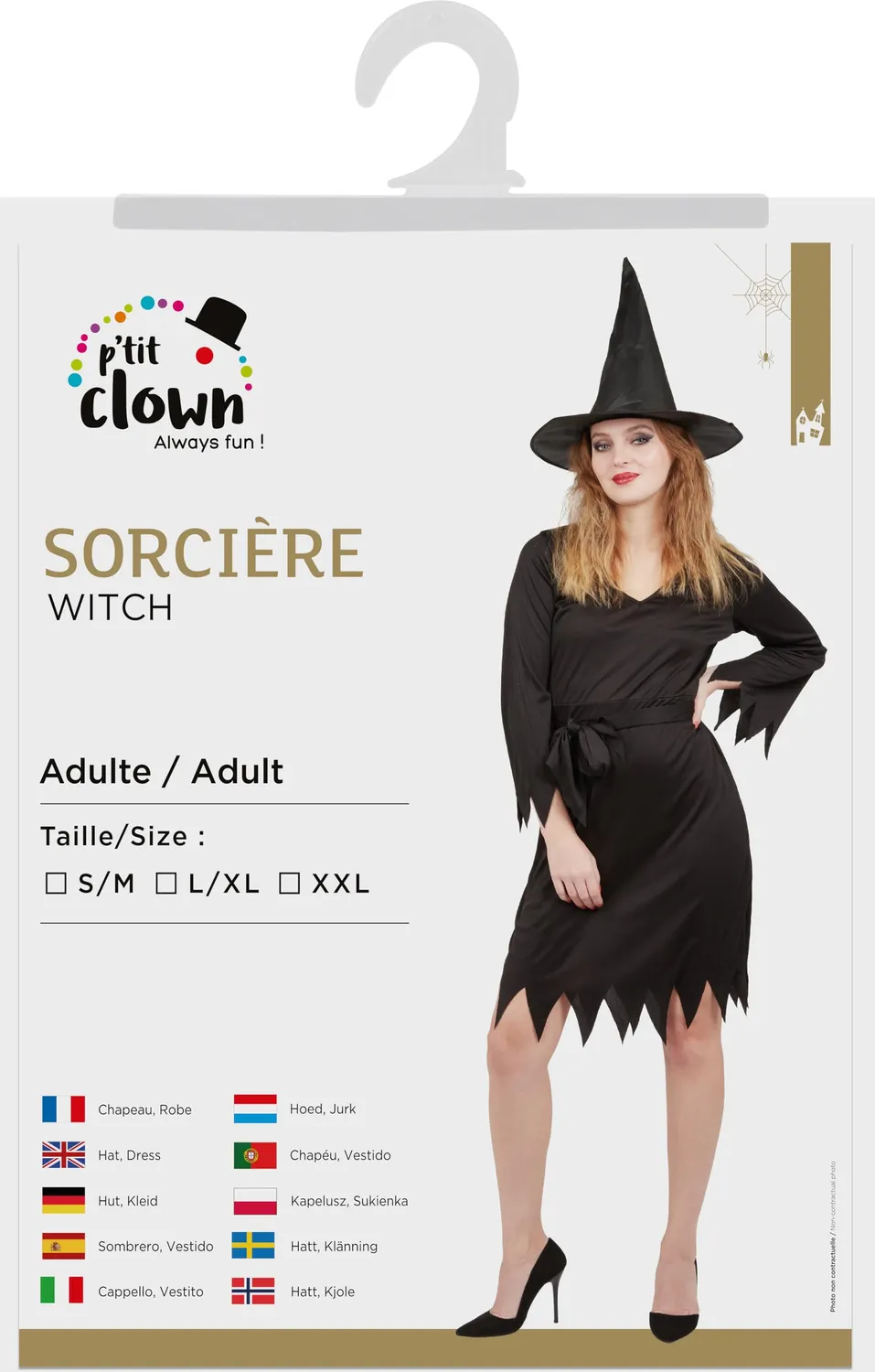 P'tit Clown Re22113 Costume Strega Nero Adulto L/XL