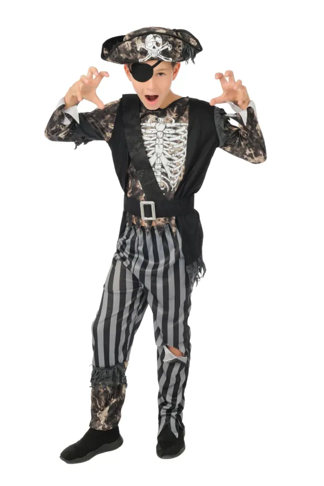 P'tit Clown costume pirata scheletro bambino con cappello