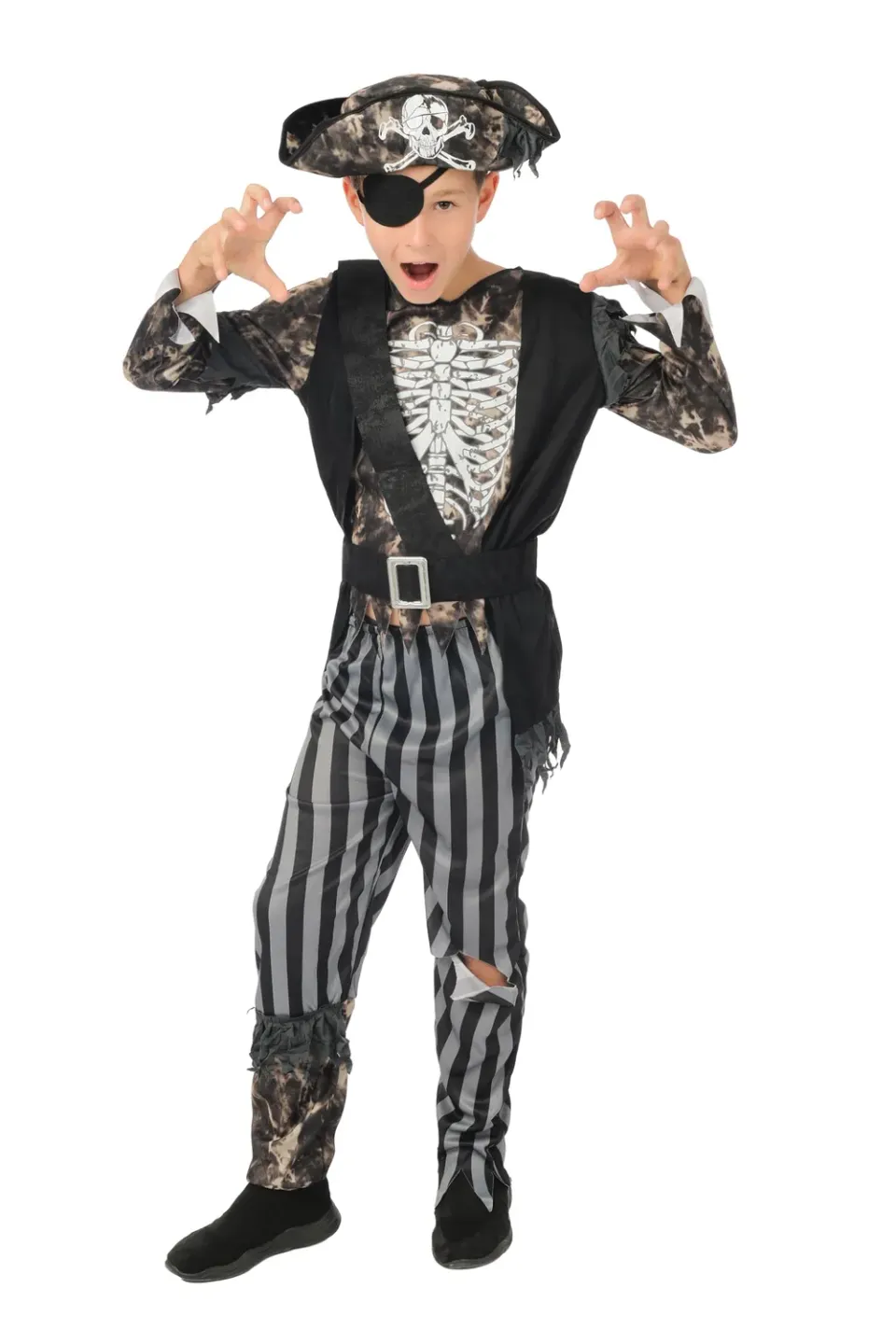 P'tit Clown costume pirata scheletro bambino con cappello