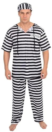 P'tit Clown Costume Prigioniero Adulto L-XL Strisce