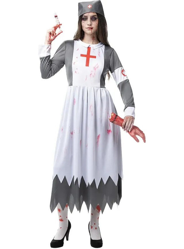 Funidelia costume suora zombie donna S grigio horror