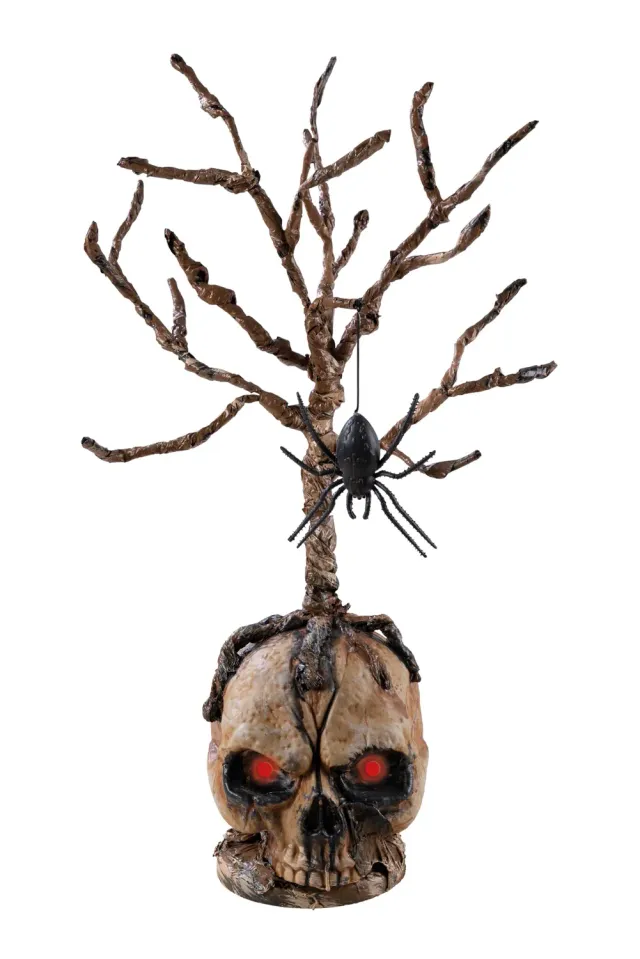 P'tit Clown teschio luminoso Halloween 55 cm con ragno