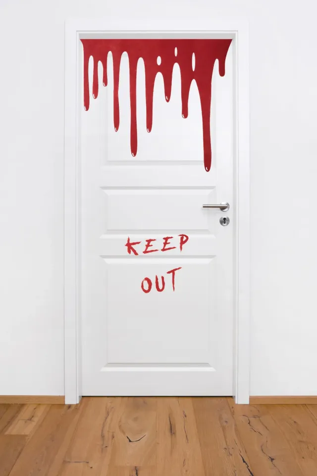 P'tit Clown Re22194 adesivo porta sanguinante Keep Out Halloween