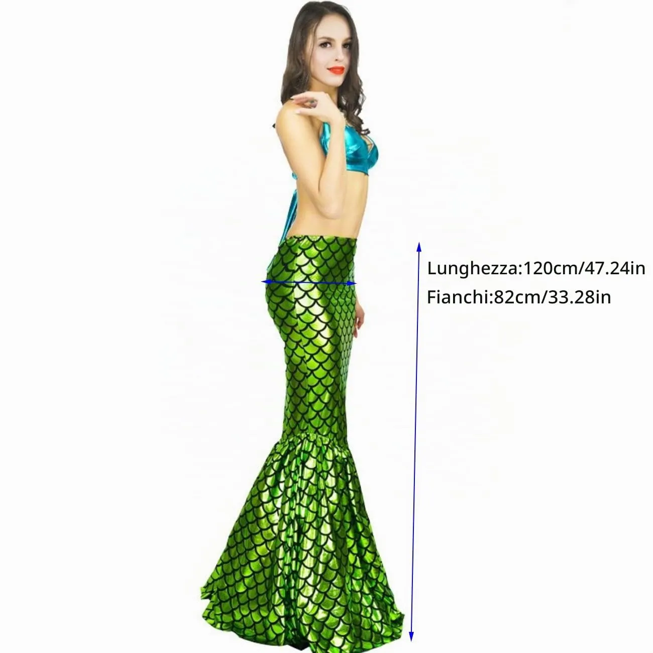Sea Hare Sirena Costume Donna Gonna Squame Top