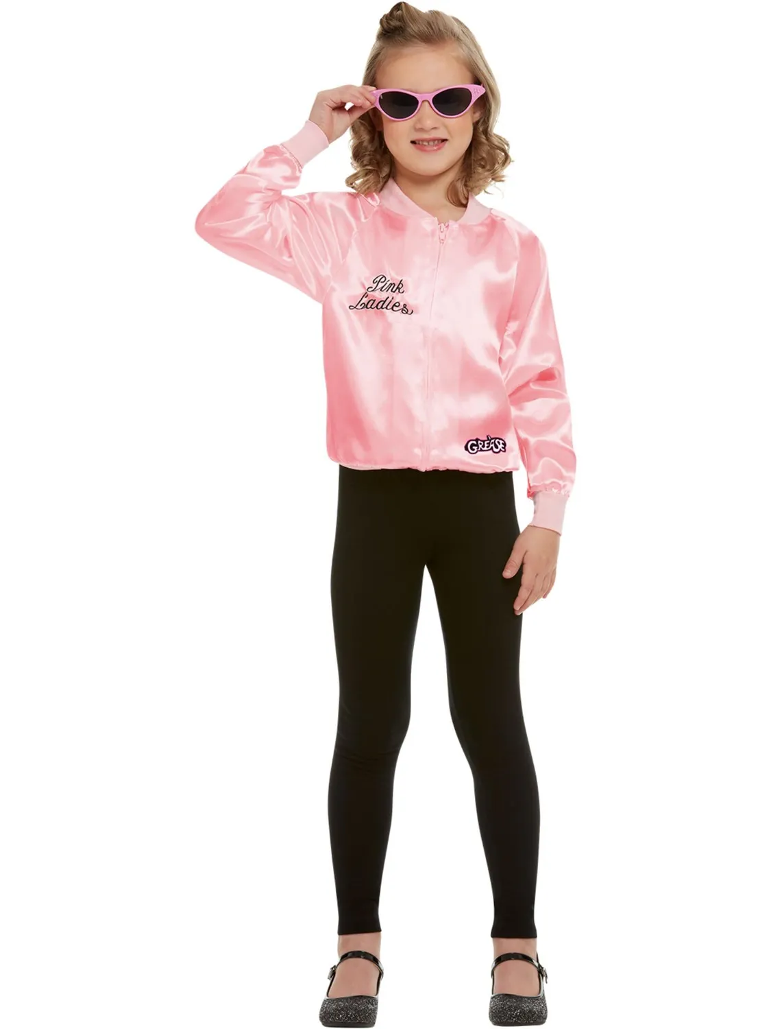 Smiffys Grease Pink Ladies Giacca Bambina Rosa Satinato