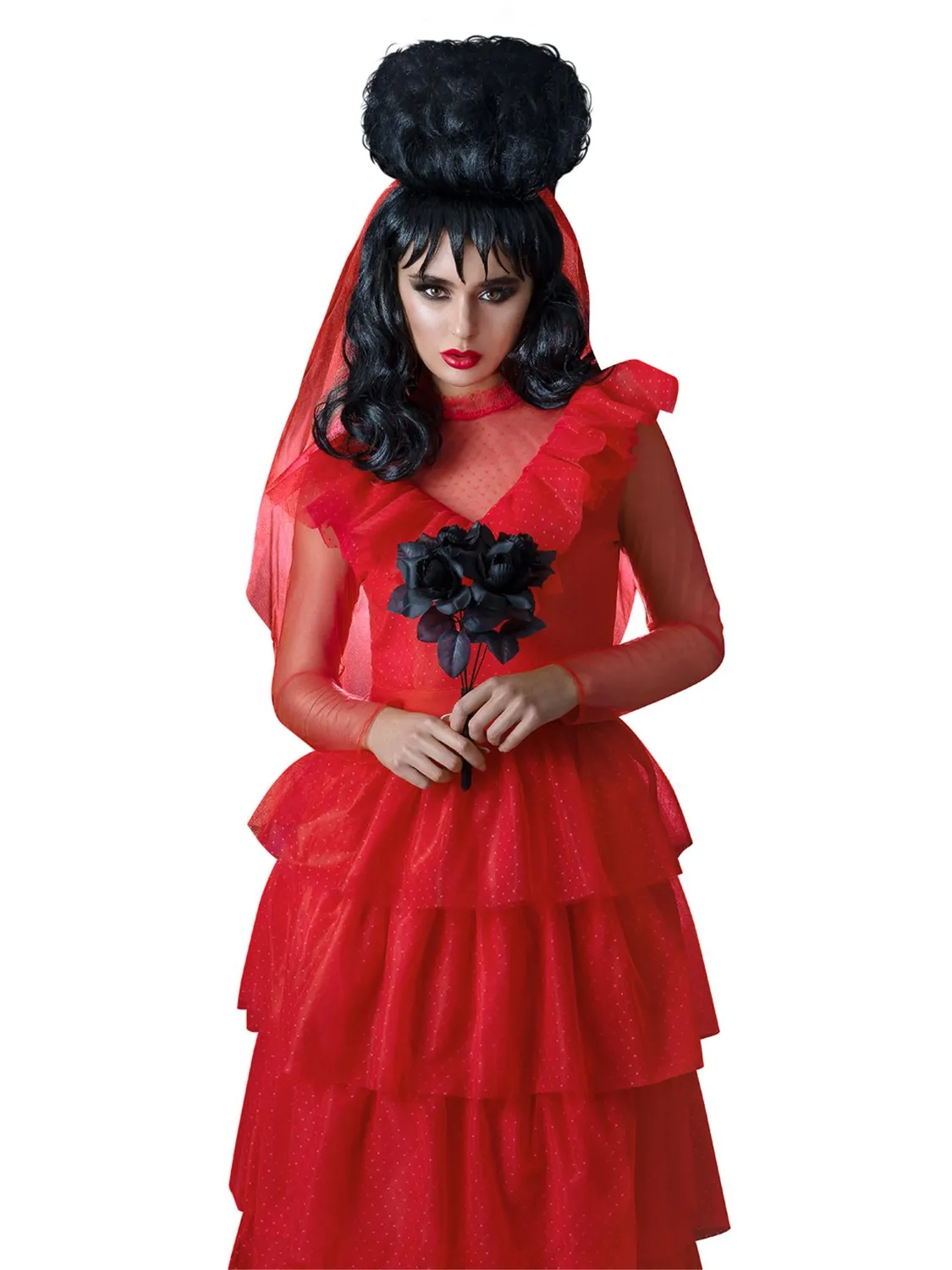 Smiffys Beetlejuice Costume Lydia Sposa Rossa Donna