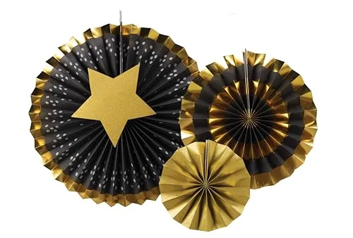 P'tit Clown re22844 set 3 rosette decorazione nero oro