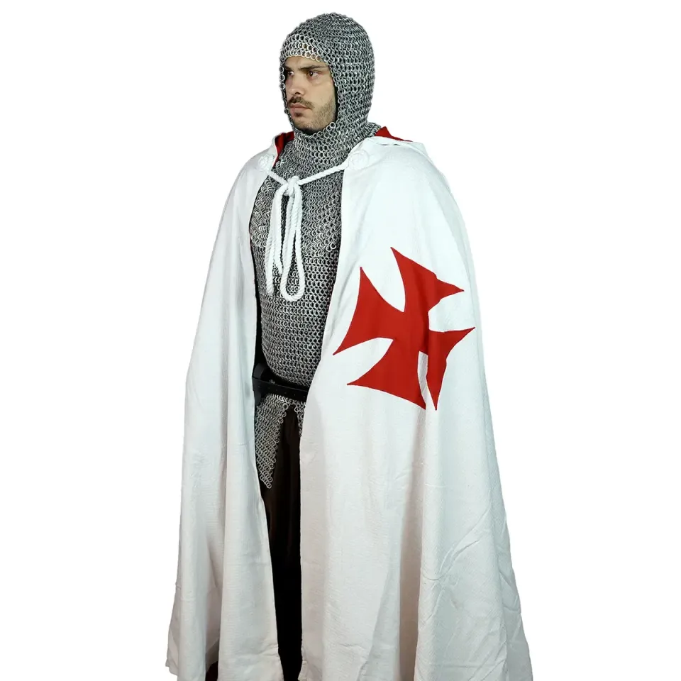 La Bottega di Merlino Mantello Crociato costume cappuccio croce rossa