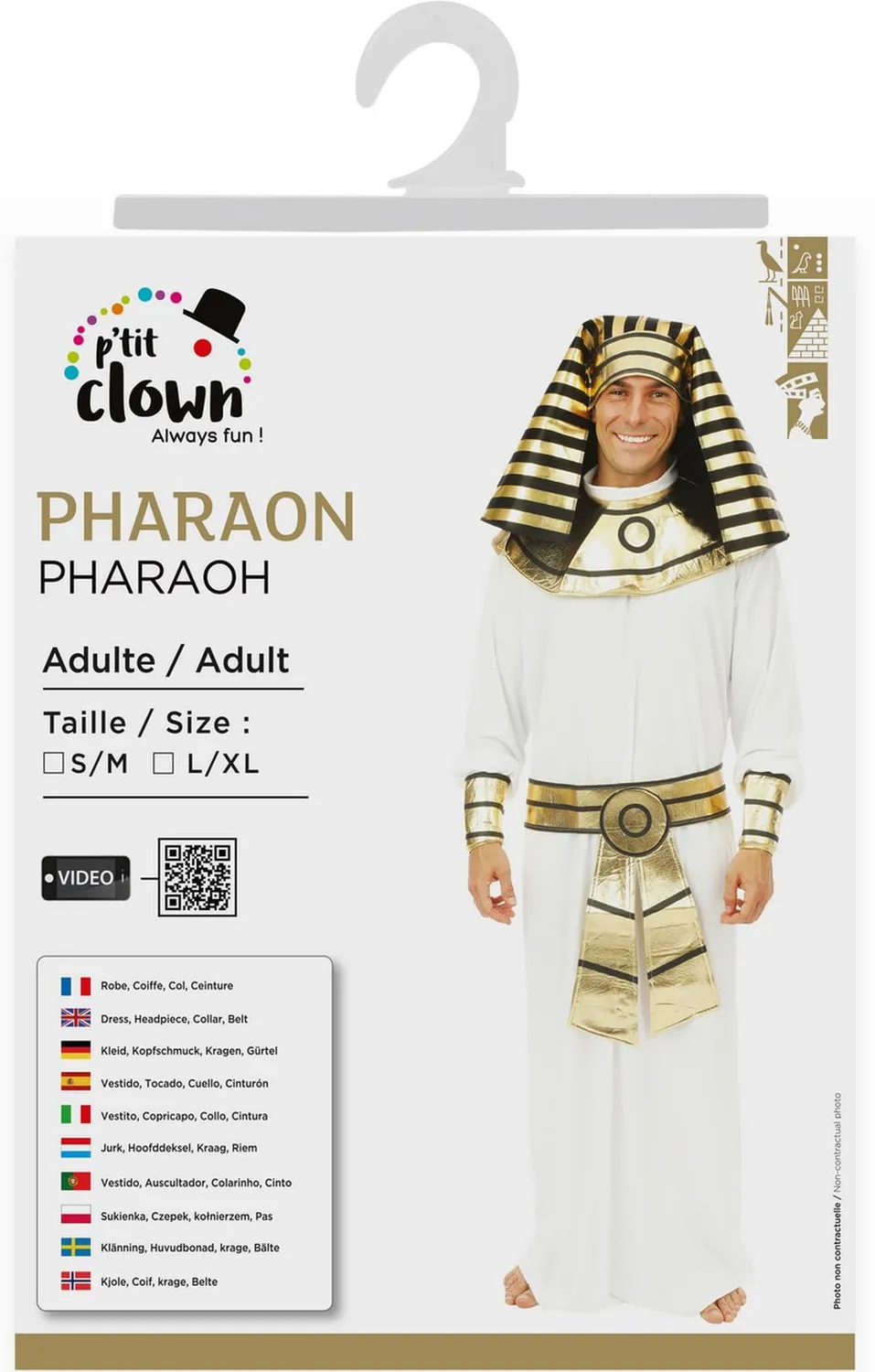 P'tit Clown costume faraone adulto bianco egiziano
