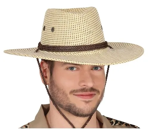 Guirca Cappello da Cowboy Marrone Tessuto Adulto