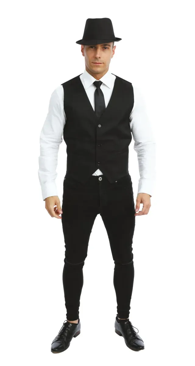 P'tit Clown Gilet Nero Senza Maniche Tessuto Taglia L-XL