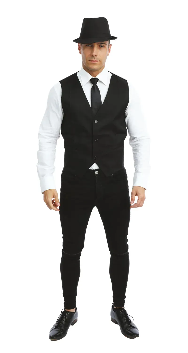 P'tit Clown Gilet Nero Senza Maniche Tessuto Taglia L-XL