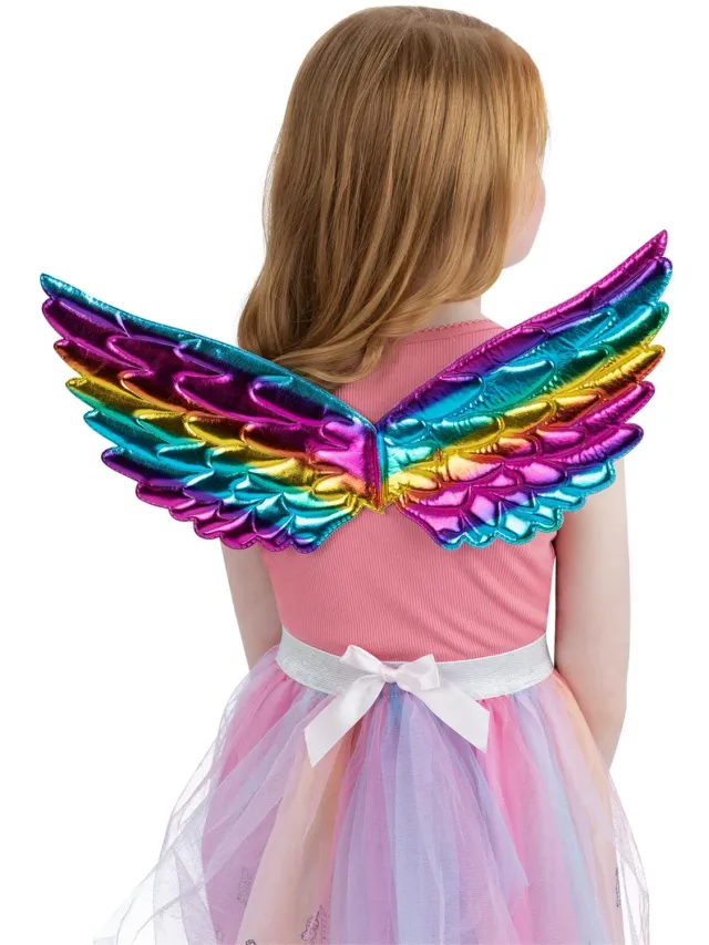 Smiffys Ali Unicorno Arcobaleno Metallizzate bambina