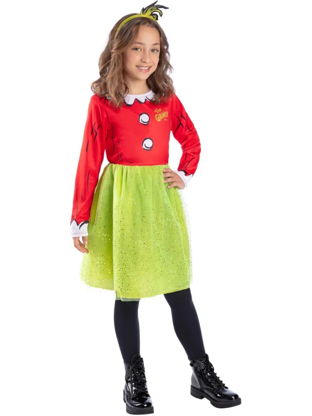 Smiffys Dr Seuss Grinch Santa costume bambina 7-9 anni