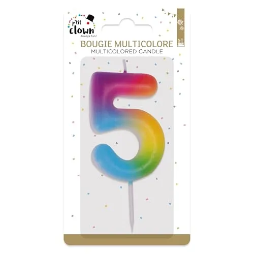 P'tit Clown 23945 candelina compleanno multicolore numero 5