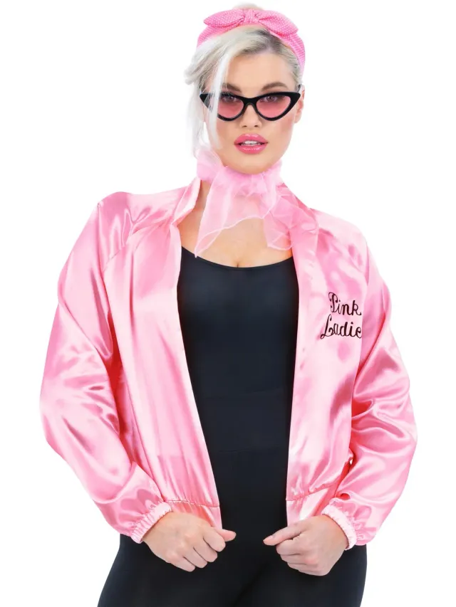Smiffys Grease Pink Ladies giacca rosa donna con accessori S