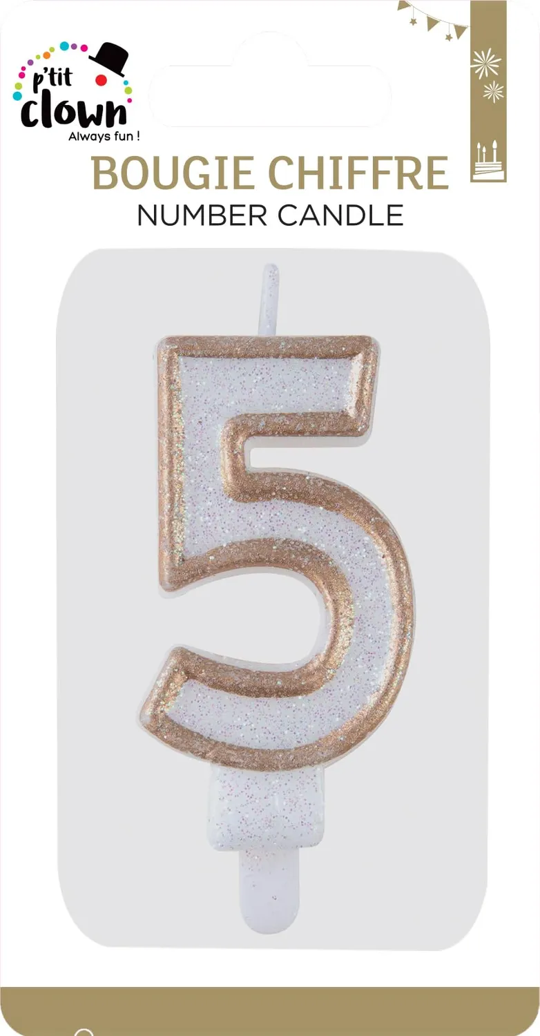 P'tit Clown 21195 candela numero 5 oro per torta