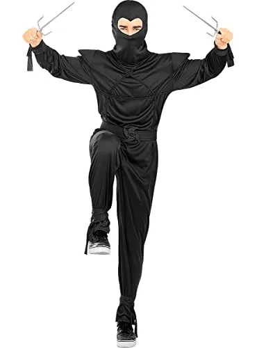 Funidelia Ninja costume uomo S-M nero coprente