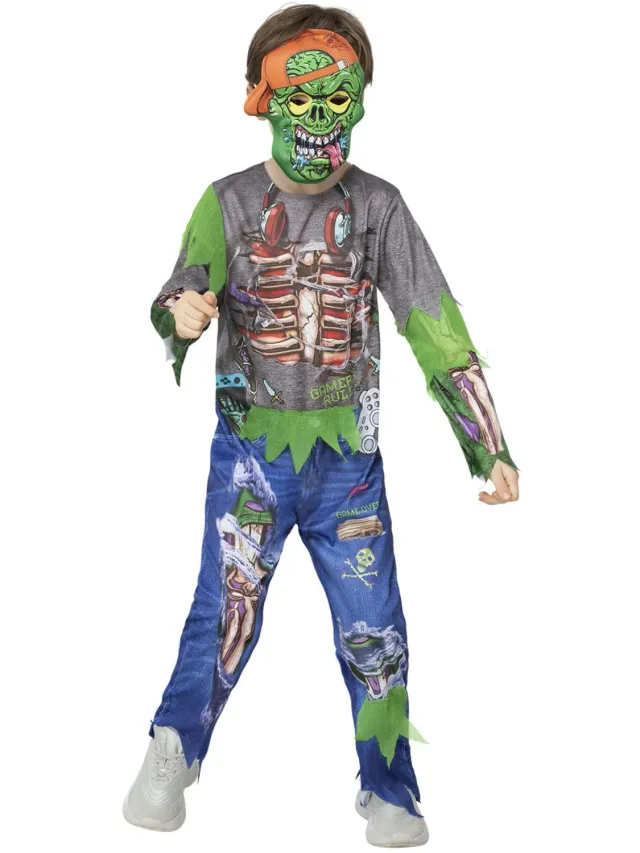 Smiffys Zombie Gamer costume bambino M maschera