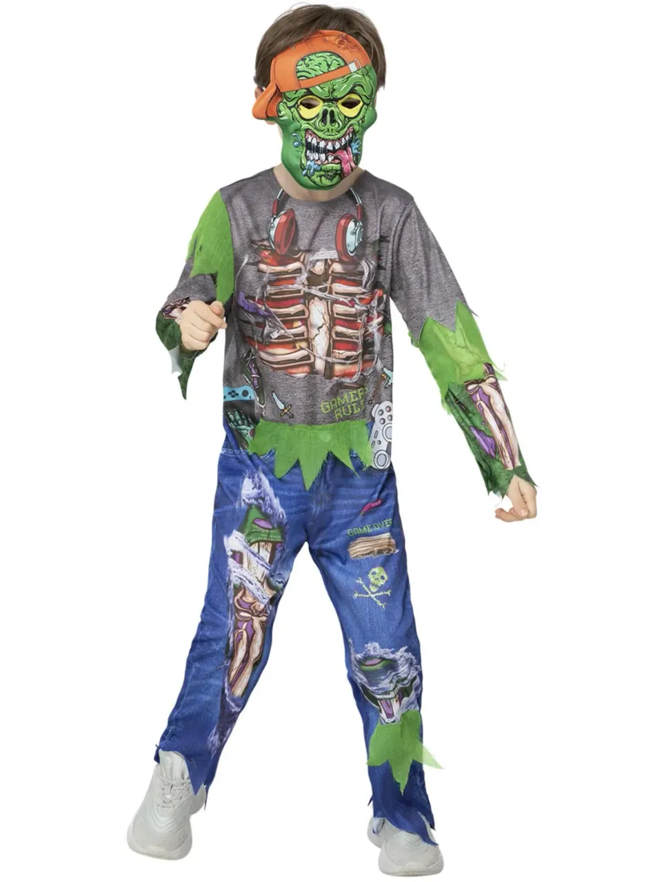Smiffys Zombie Gamer costume bambino M maschera