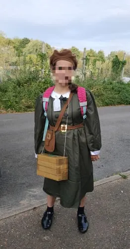 Smiffys Evacuee costume bambina verde con borsa 7-9 anni