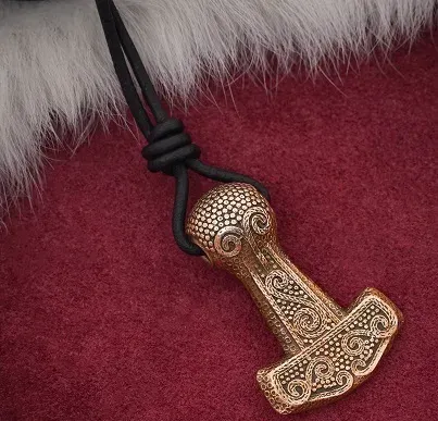 La Bottega di Merlino Mjolnir collana pendente bronzo cordino pelle
