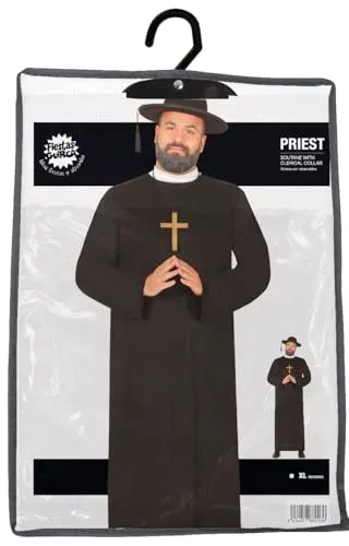 Guirca Prete costume uomo L nero con colletto