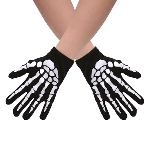 P'tit Clown Guanti Scheletro Bambino Nero-Bianco Halloween