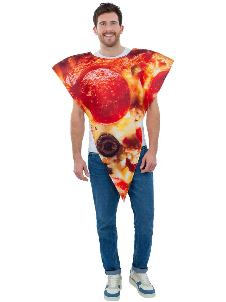 Smiffys Pizza Slice Costume poncho adulto stampa pepperoni
