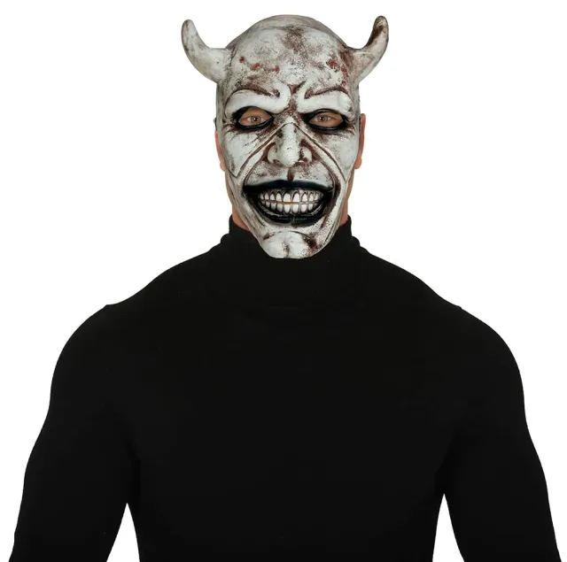 Guirca maschera demone adulto bianco grigio viso intero