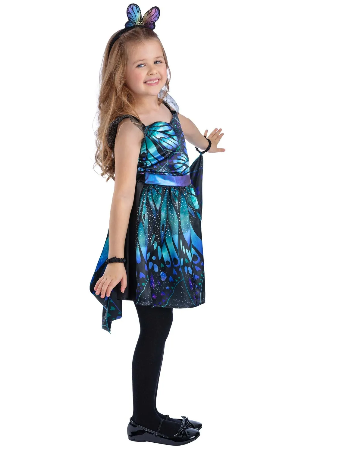 Smiffys Dark Butterfly costume bambina M 7-9 ali nere