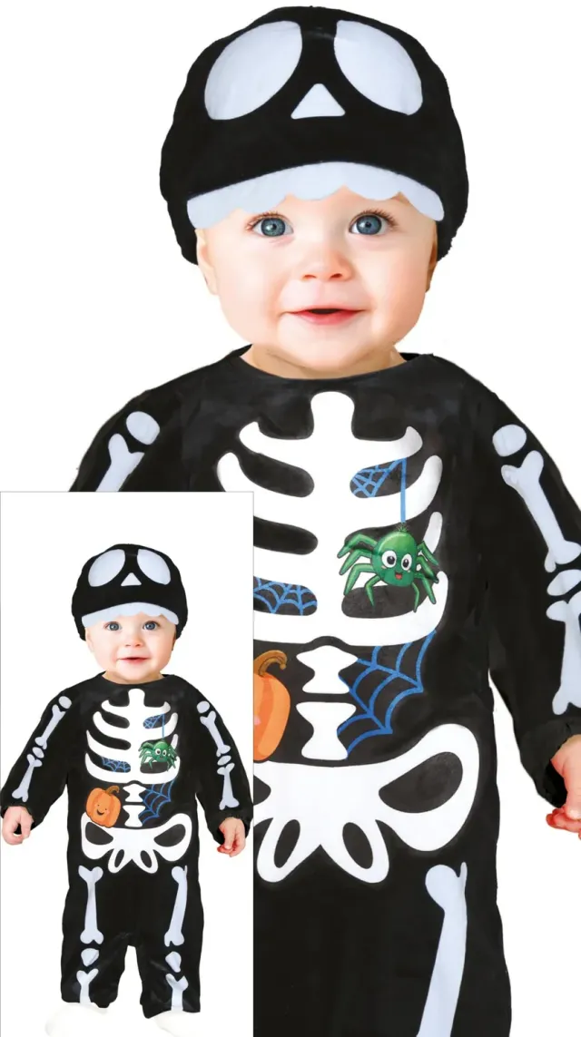 Fiestas Guirca Scheletro Costume Neonato 18-24 Mesi Nero