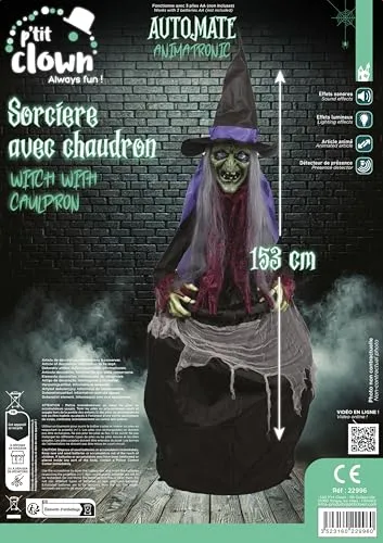 P'tit Clown Strega con Calderone 153 cm Automa Halloween